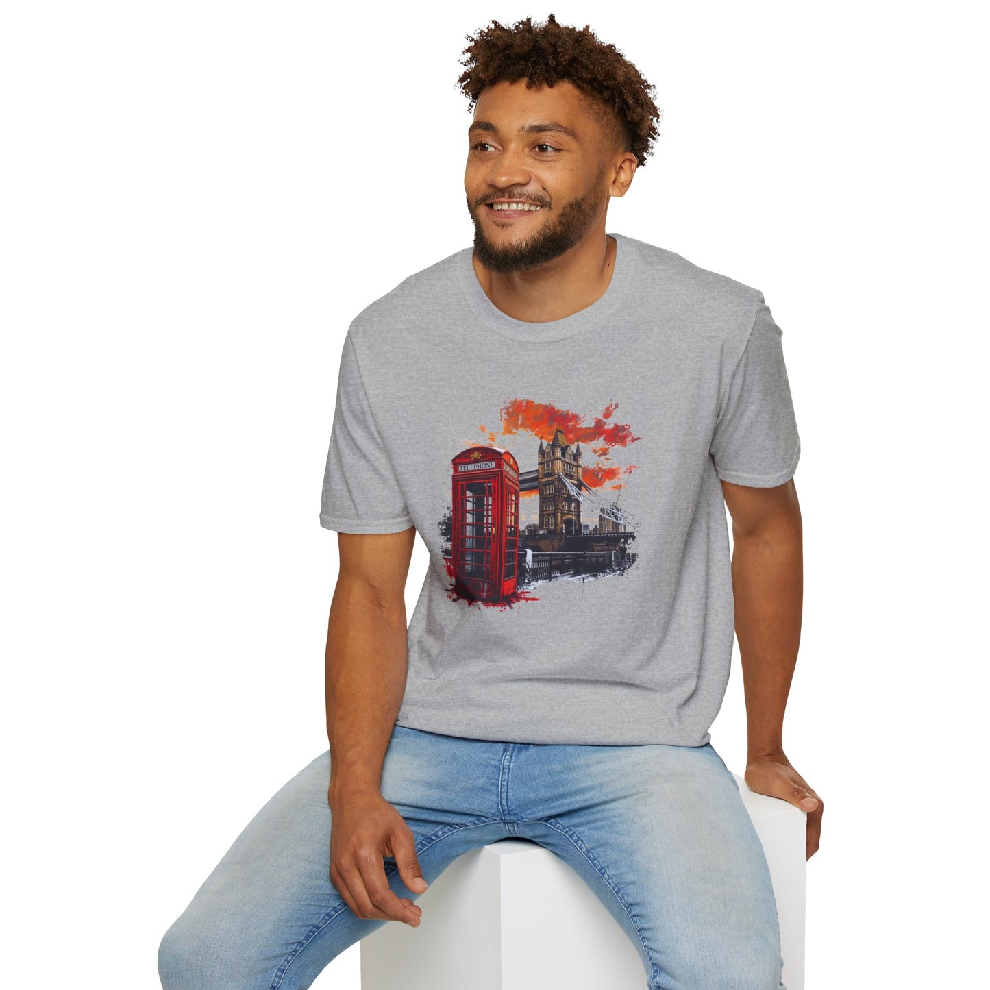 London Phone Booth T-Shirt – Iconic Red Telephone Box Softstyle Unisex Tee