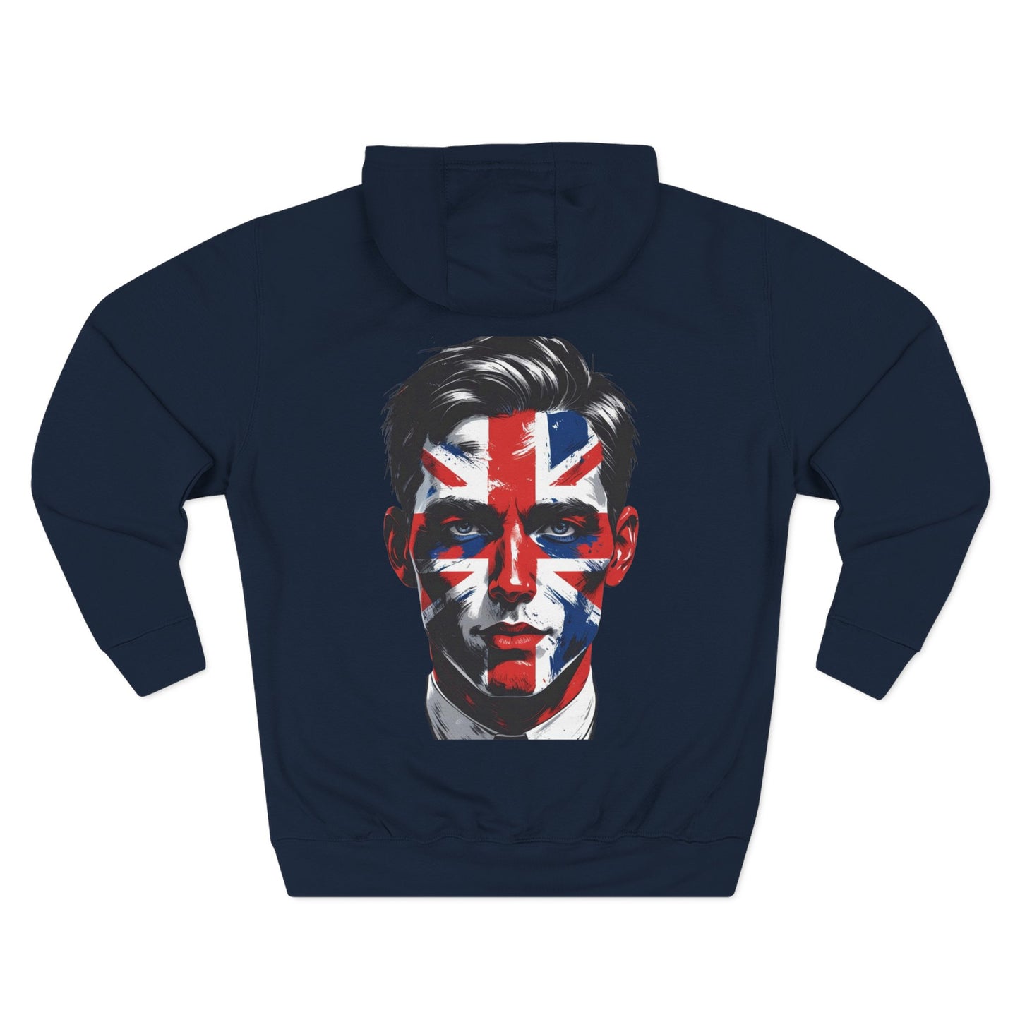 UK Face Paint 3-Panel Fleece Hoodie – Male Flag Design Unisex Pullover