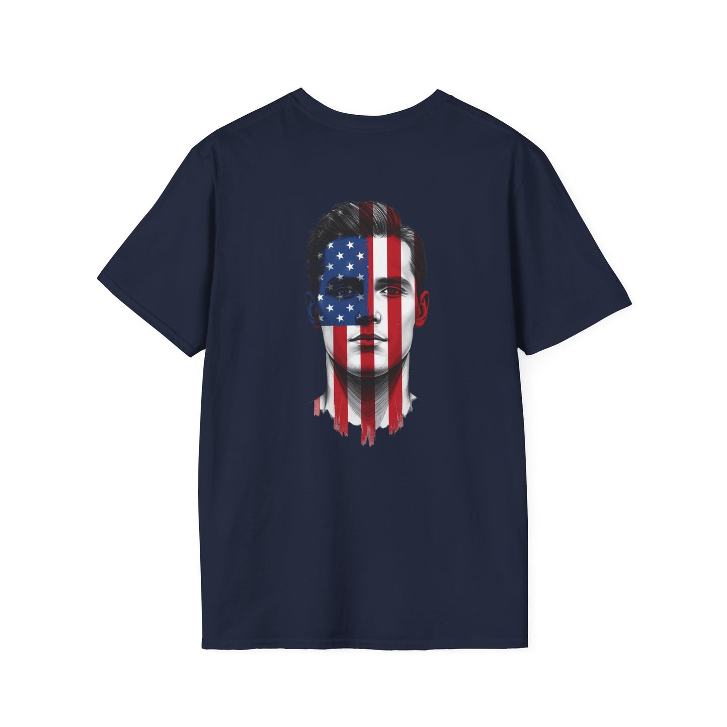 USA Face Paint T-Shirt – Male Flag Design Softstyle Tee