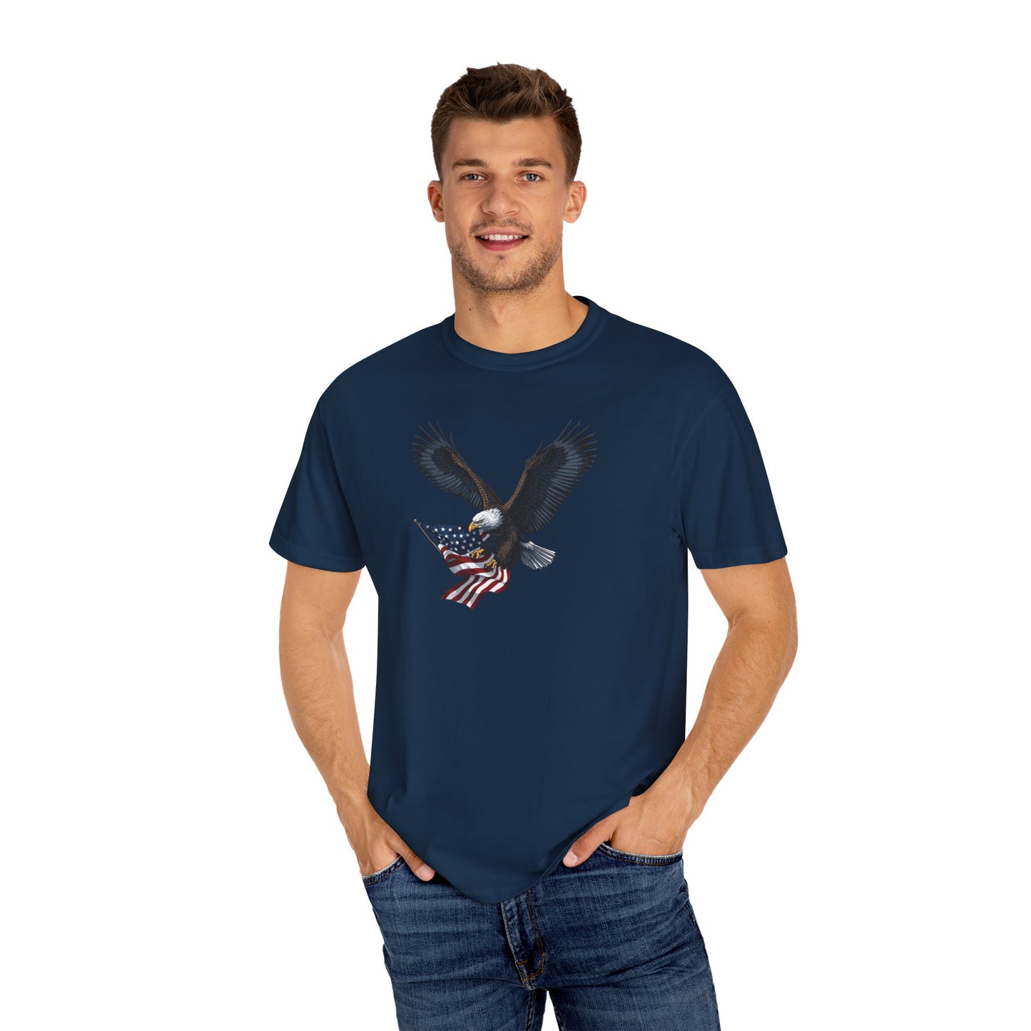 American Eagle T-Shirt – Garment-Dyed USA Flag Design Tee