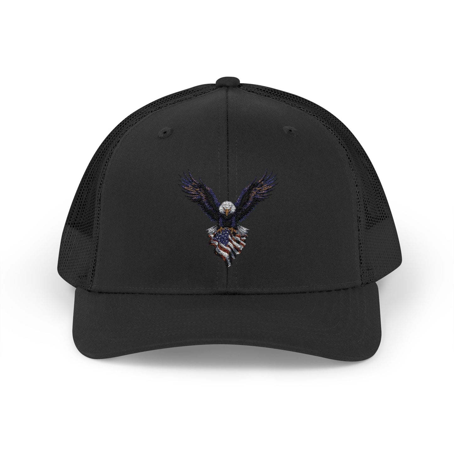 American Eagle Trucker Cap – Patriotic USA Flag Snapback Hat (Black/Navy)
