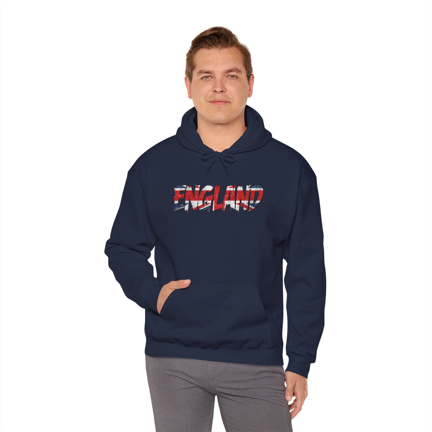 England Hoodie – Flag Text Design Unisex Heavy Blend™ Pullover