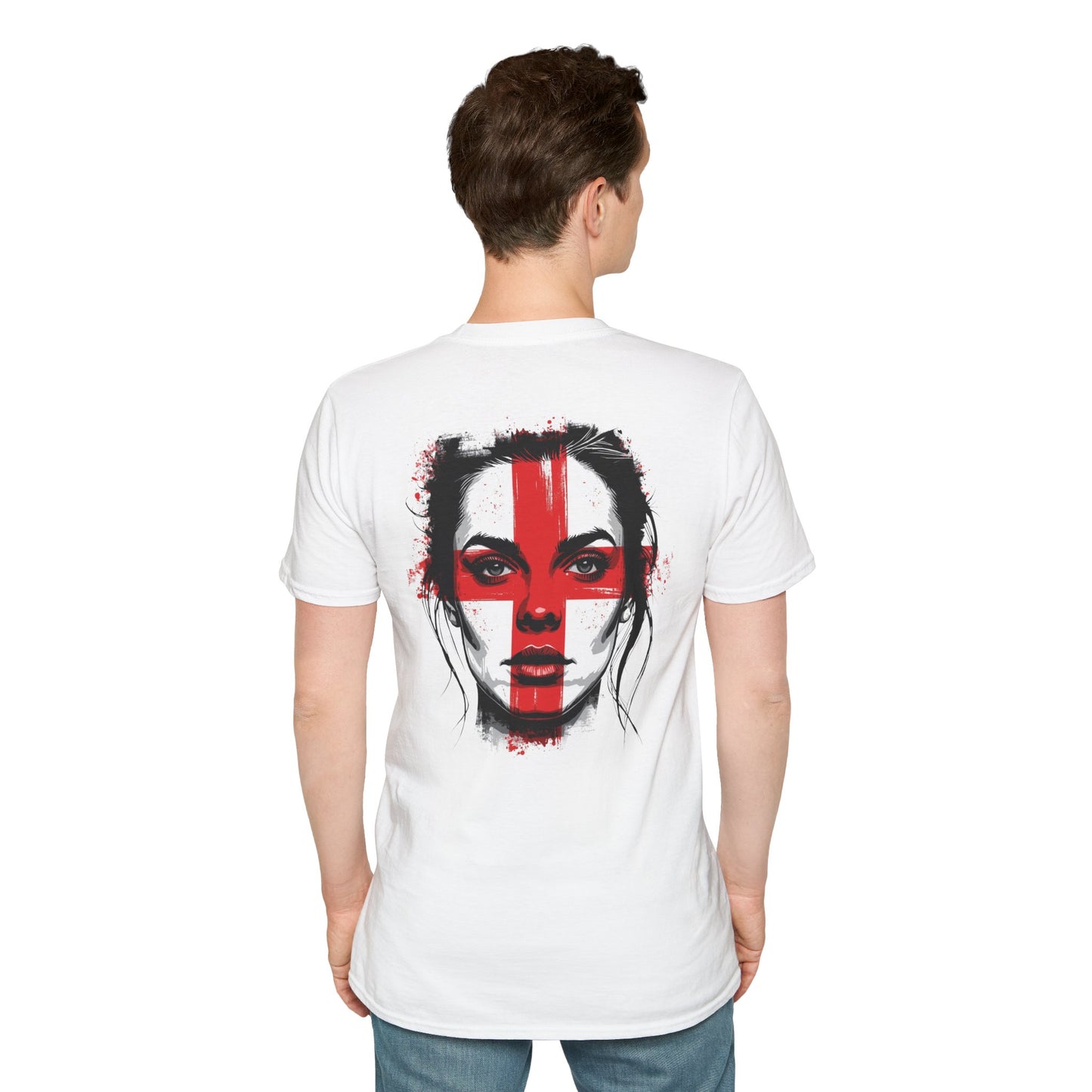 England Face Paint T-Shirt – Female Flag Design Softstyle Unisex Tee