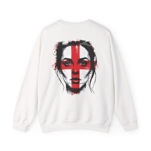 England Face Paint Sweatshirt – Female Flag Design Unisex Heavy Blend™ Crewneck