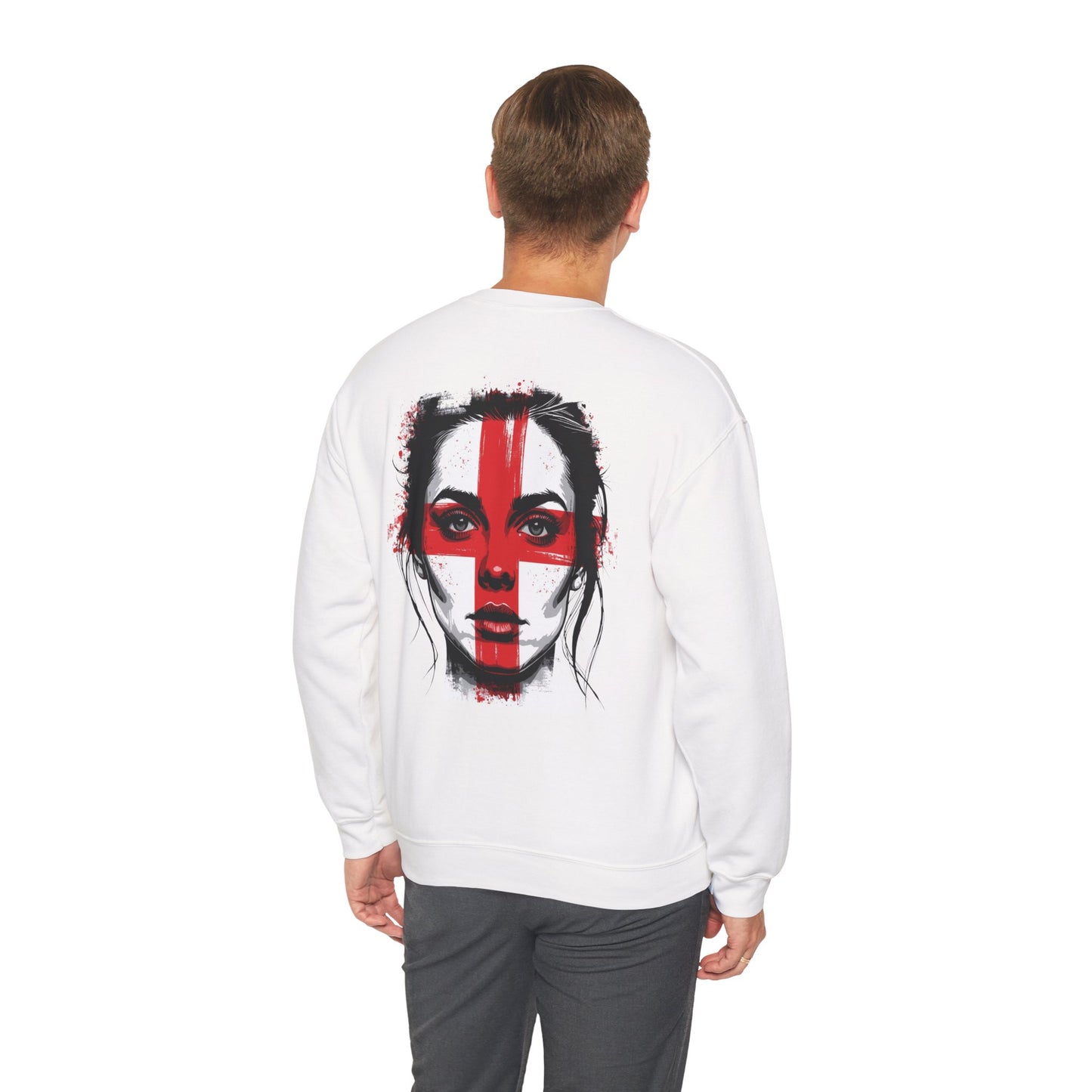 England Face Paint Sweatshirt – Female Flag Design Unisex Heavy Blend™ Crewneck
