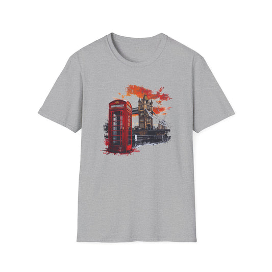 London Phone Booth T-Shirt – Iconic Red Telephone Box Softstyle Unisex Tee