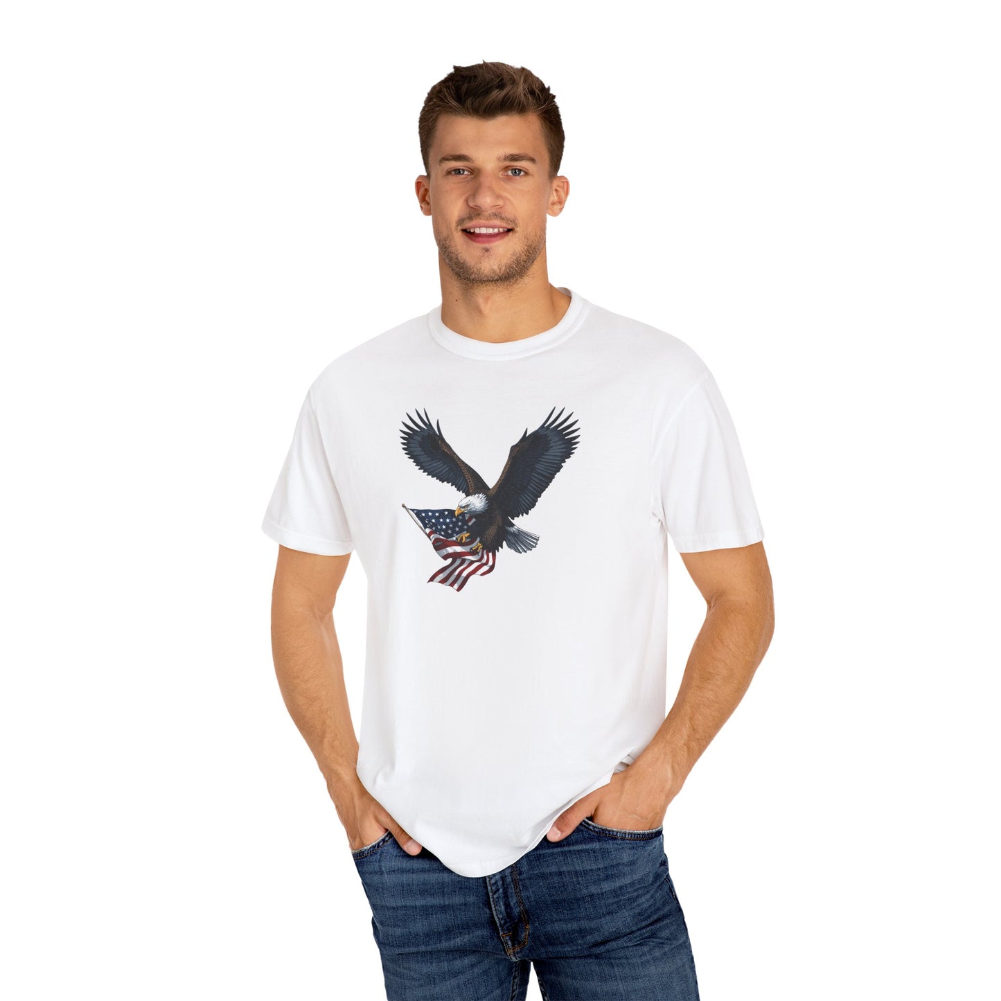 American Eagle T-Shirt – Garment-Dyed USA Flag Design Tee