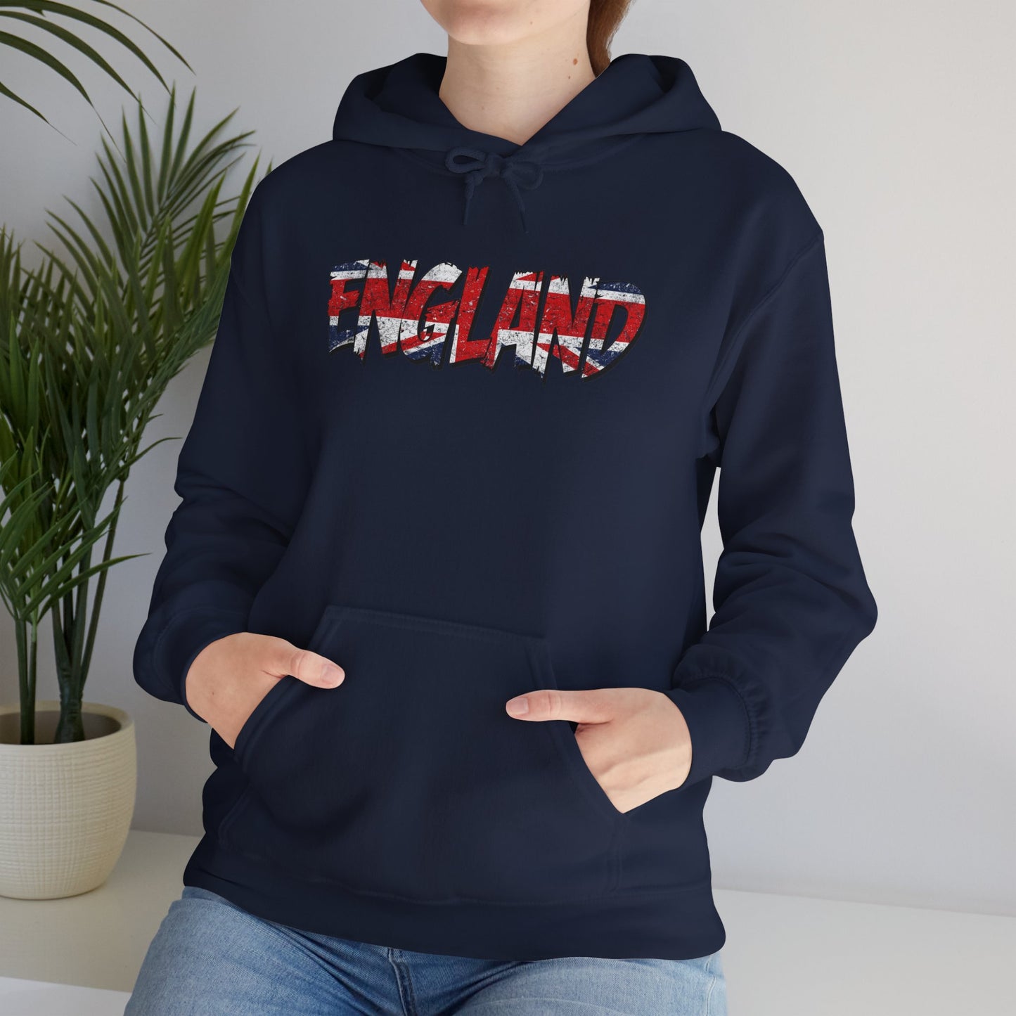 England Hoodie – Flag Text Design Unisex Heavy Blend™ Pullover