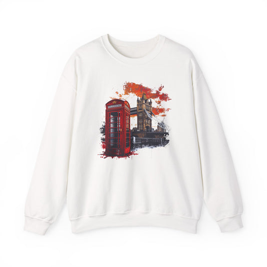 London Phone Booth Sweatshirt – Iconic Red Telephone Box Unisex Heavy Blend™ Crewneck
