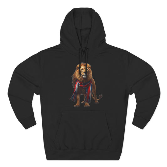 England Lion 3-Panel Fleece Hoodie – Union Jack Lion Design Unisex Pullover
