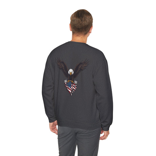American Eagle Sweatshirt – Bald Eagle & Flag Design Heavy Blend™ Crewneck