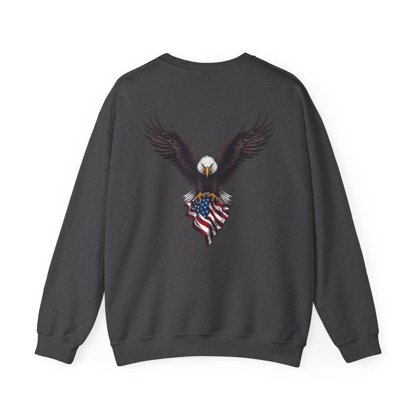 American Eagle Sweatshirt – Bald Eagle & Flag Design Heavy Blend™ Crewneck