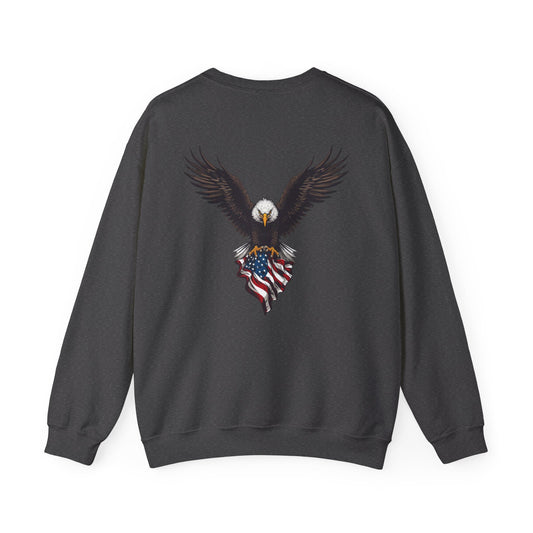 American Eagle Sweatshirt – Bald Eagle & Flag Design Heavy Blend™ Crewneck