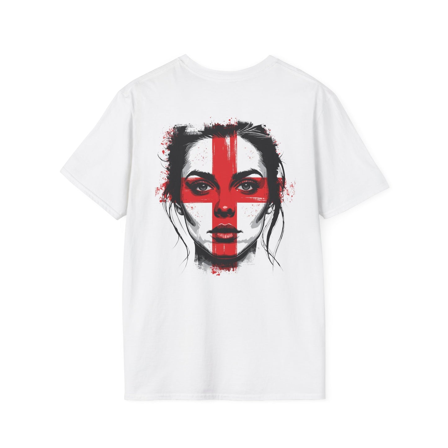 England Face Paint T-Shirt – Female Flag Design Softstyle Unisex Tee