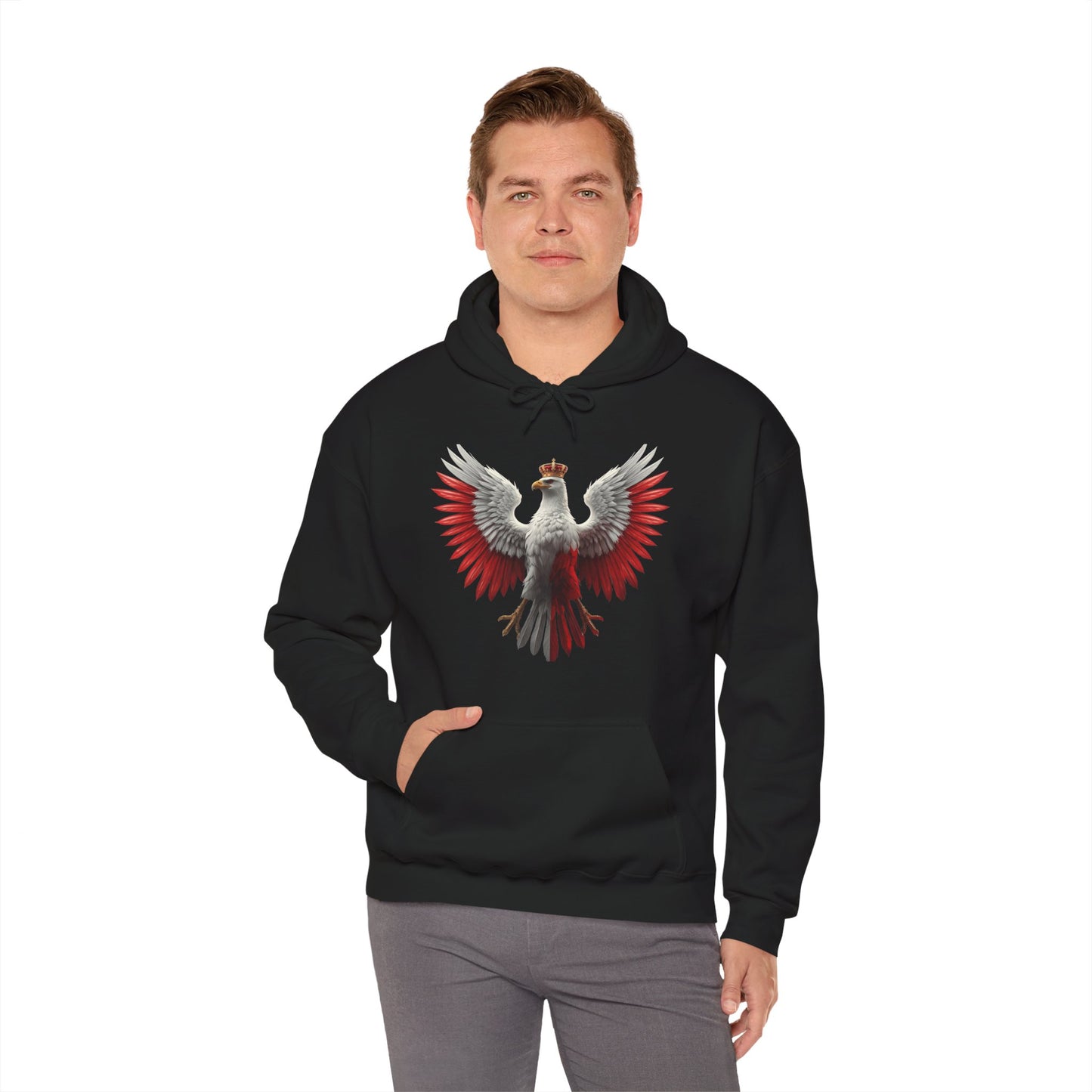 Majestic Eagle Hoodie – Heavy Blend™ Hooded Sweatshirt (Poland Design)