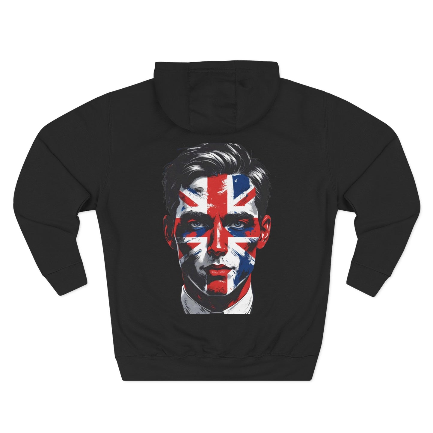 UK Face Paint 3-Panel Fleece Hoodie – Male Flag Design Unisex Pullover