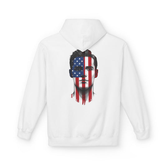 USA Face Paint Hoodie – Male Flag Design Midweight Fleece Pullover