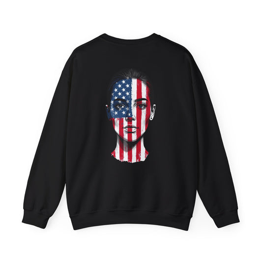 USA Face Paint Sweatshirt – Female Flag Design Heavy Blend™ Crewneck