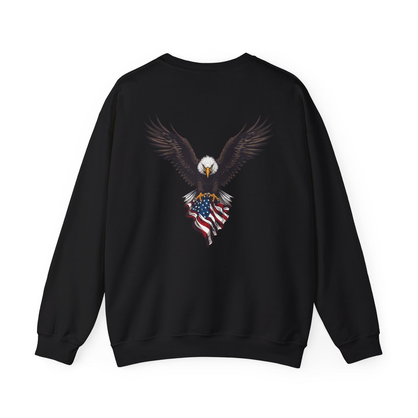American Eagle Sweatshirt – Bald Eagle & Flag Design Heavy Blend™ Crewneck