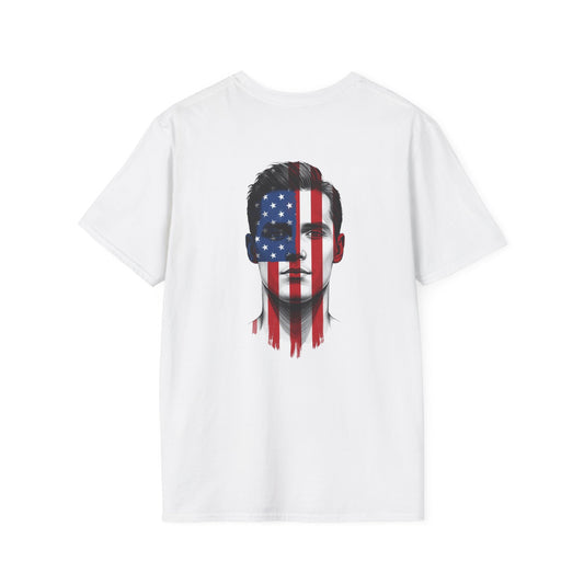 USA Face Paint T-Shirt – Male Flag Design Softstyle Tee