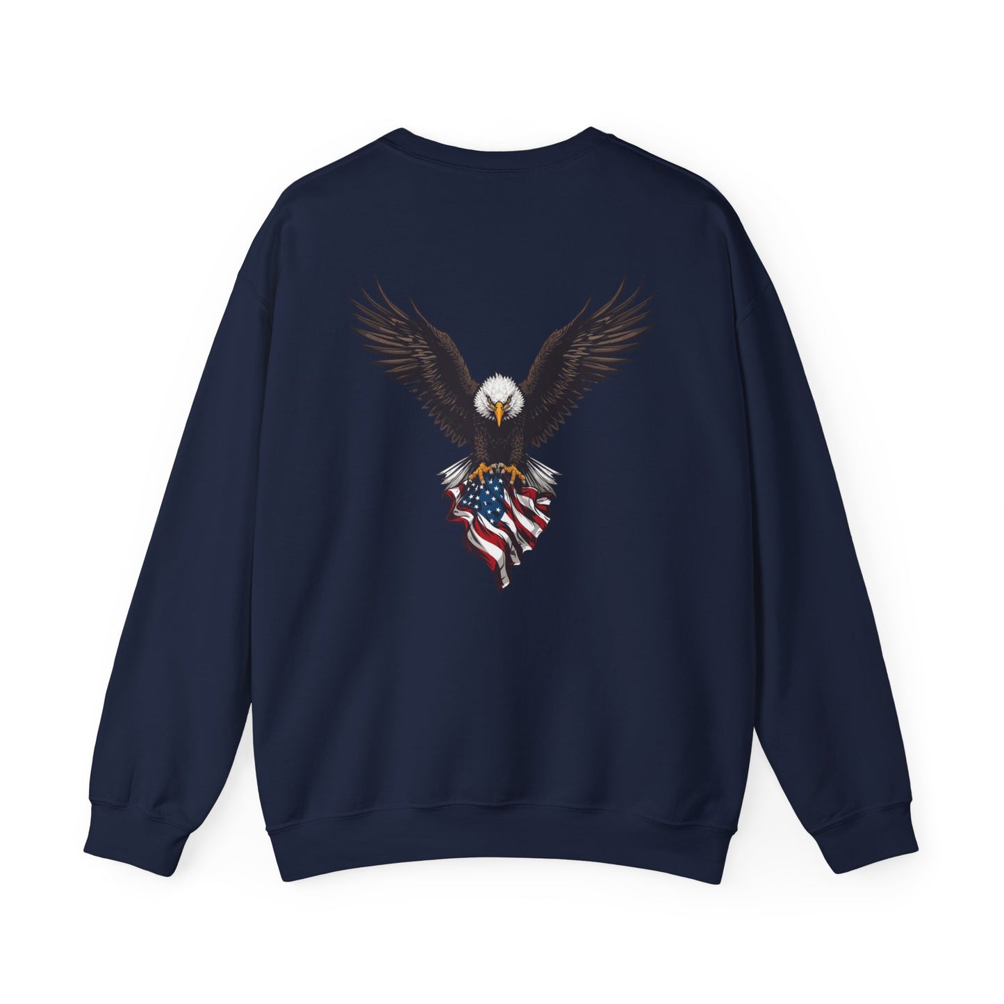 American Eagle Sweatshirt – Bald Eagle & Flag Design Heavy Blend™ Crewneck