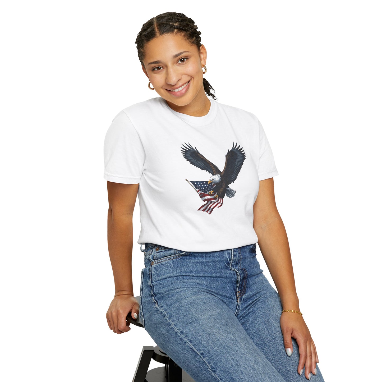 American Eagle T-Shirt – Garment-Dyed USA Flag Design Tee